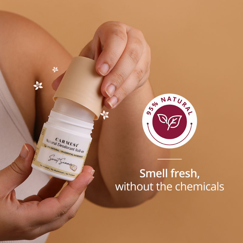 Natural Underarms Roll On Deodorant For Women - Sweet Summer, No Alcohol Or Aluminium