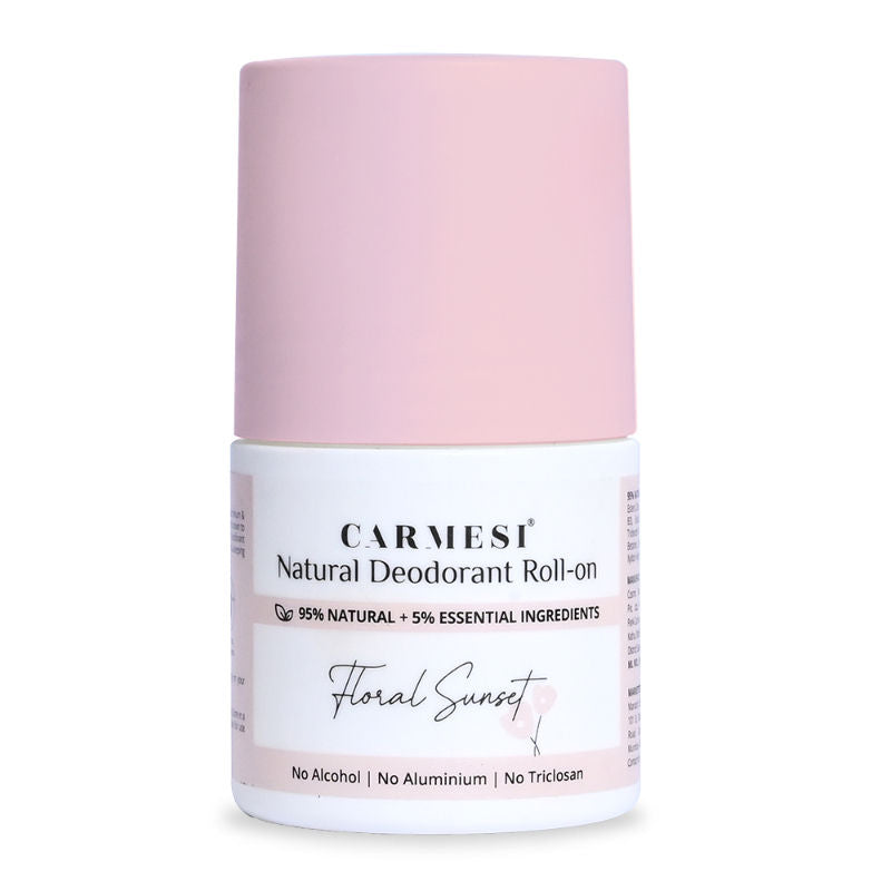 Natural Underarms Roll On Deodorant For Women - Floral Sunset, No Alcohol Or Aluminium