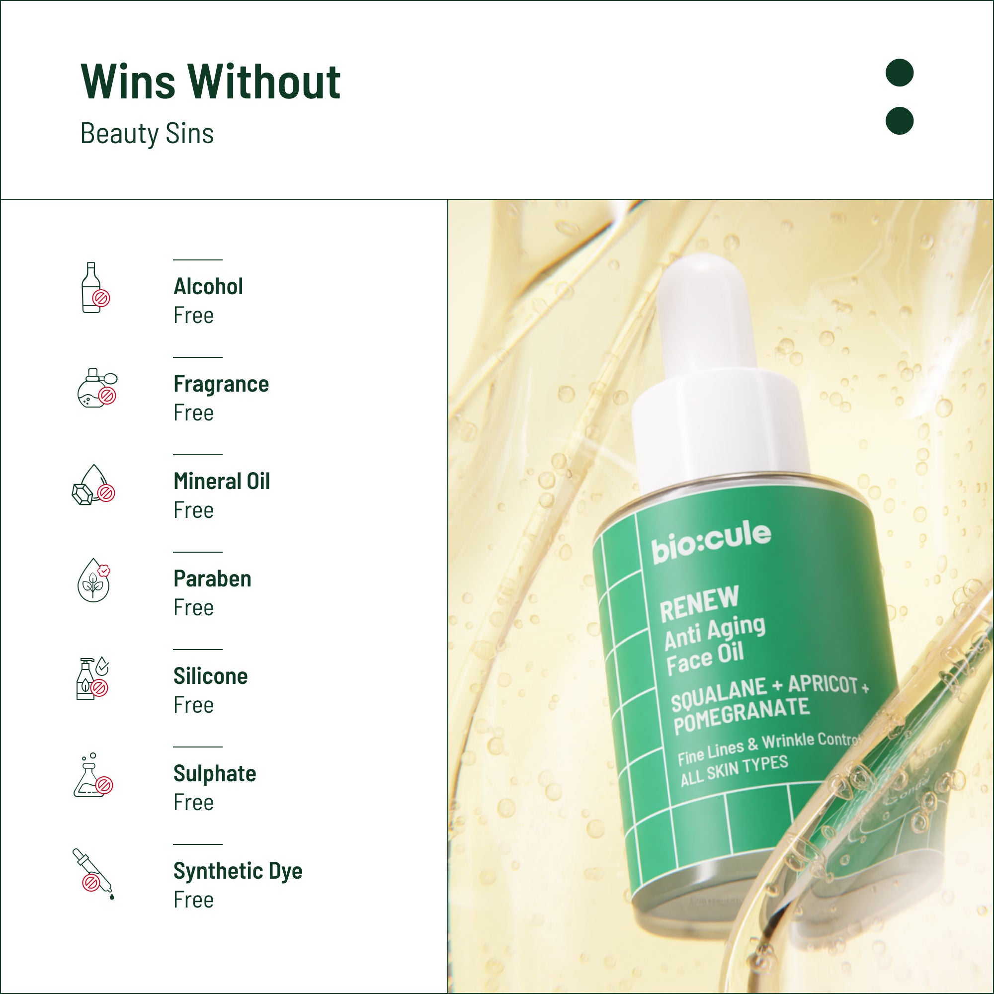 Renew Anti Aging Face Oil With Squalane, Apricot & Pomegranate Oils