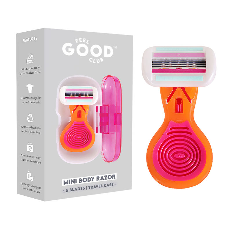Mini Body Razor With 5 Precision Blades & Travel Case For Painless Body Hair Removal
