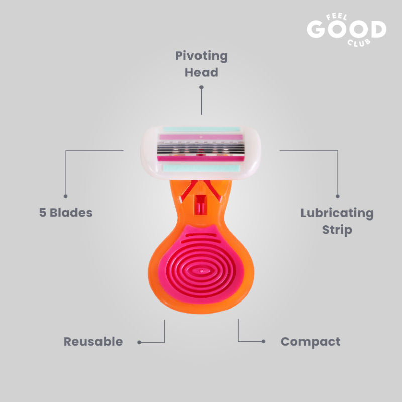 Mini Body Razor With 5 Precision Blades & Travel Case For Painless Body Hair Removal