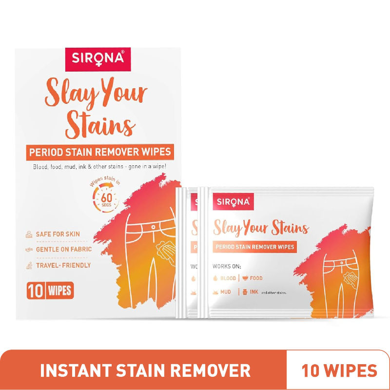 Period Stain Remover Wipes, Removes Stain in 60 sec, Gentle on Skin & Fabric, Travel Friendly