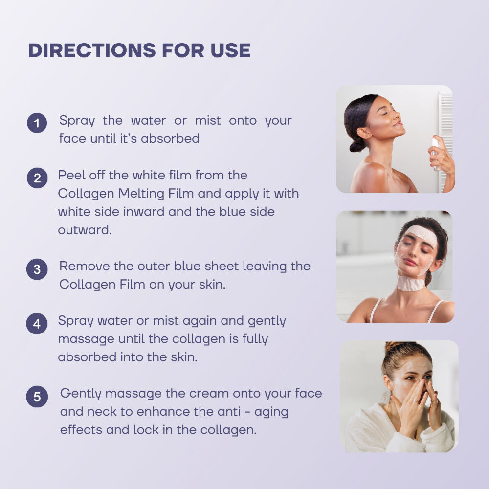 Melting Collagen Film Sheet Mask, Face & Neck Skin Patches, Anti Ageing Strips (Pack 2)