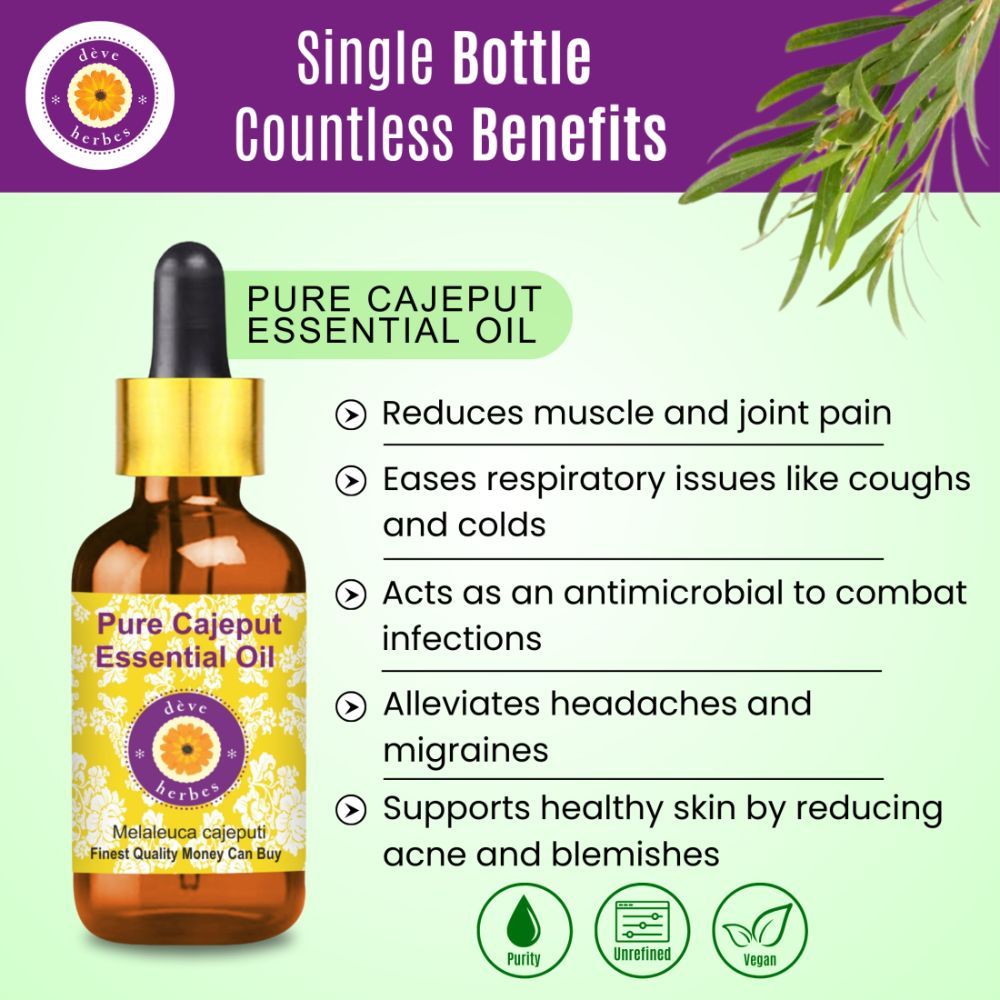 Pure Cajeput Essential Oil - Refreshing Aroma, Soothes & Relieves, Uplifting & Wellness