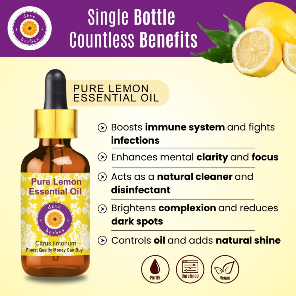 Pure lemon Essential Oil for Fresh Cistrus Aroma, Brightening & Mood Uplifting