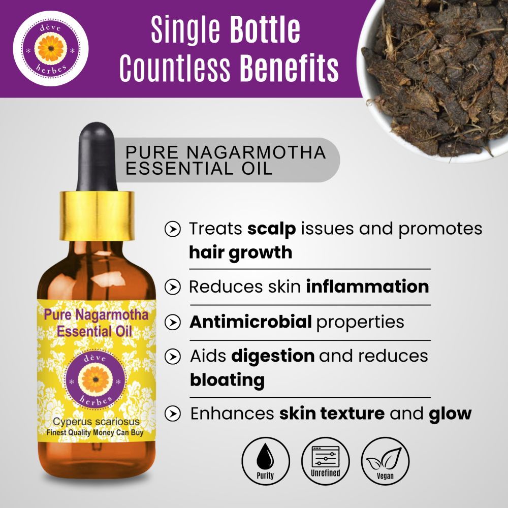Pure Nagarmotha Essential Oil - Cyperus Scariosus Steam Distilled