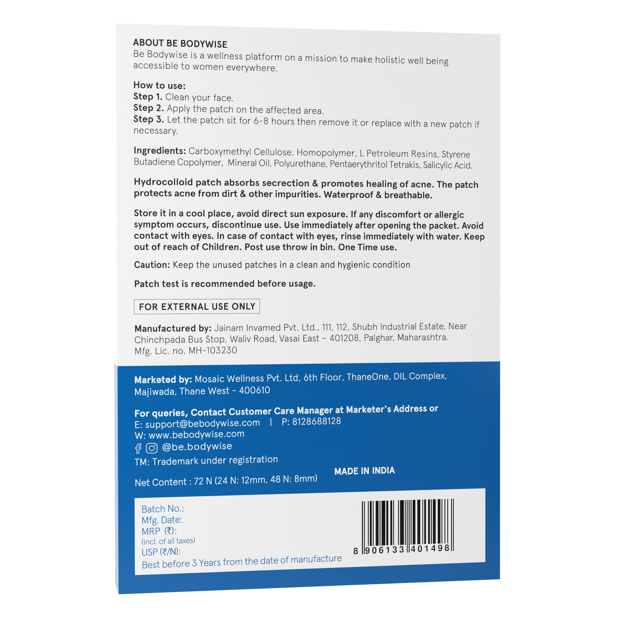 Hydrocolloid Acne Pimple Patch Absorbs & Flattens Acne Overnight