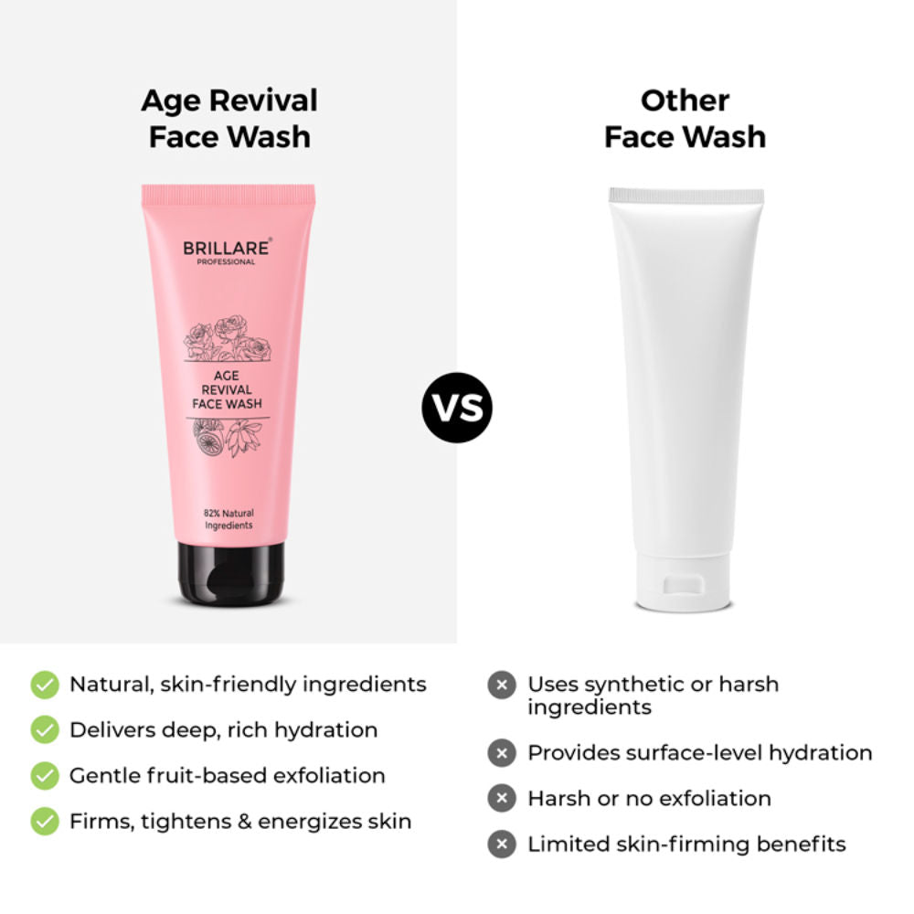 Professional Age Revival Face Wash for Anti-Aging Skin with Rose, Lotus & Orange