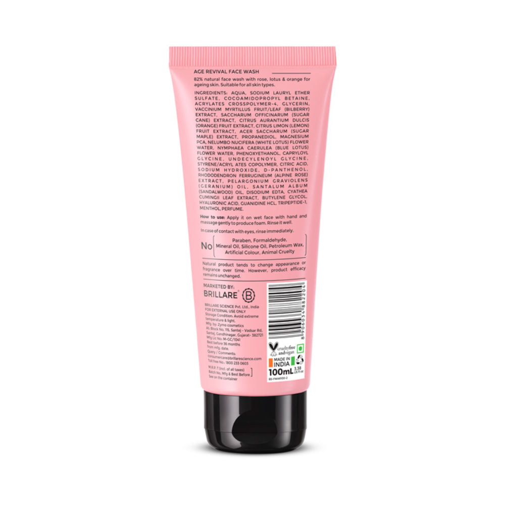 Professional Age Revival Face Wash for Anti-Aging Skin with Rose, Lotus & Orange