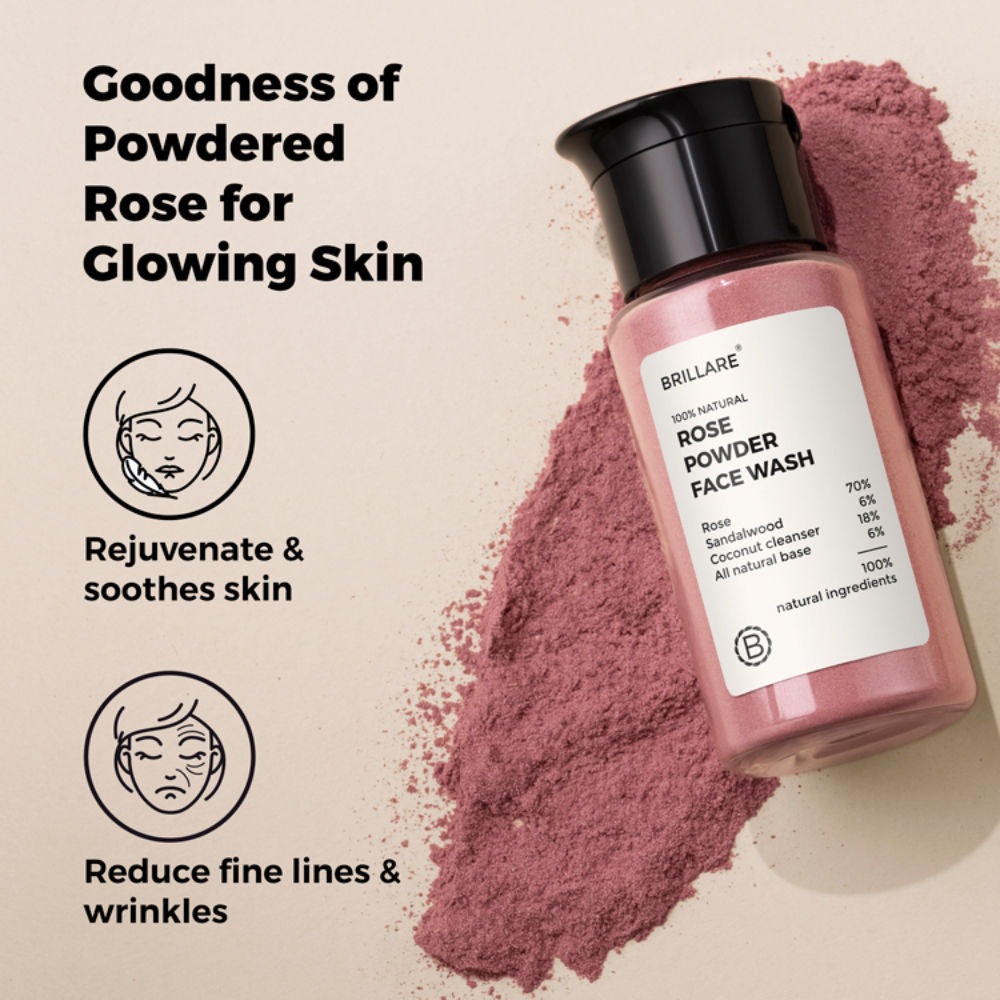 Rose Powder Face Wash for Younger Looking Skin With Sandalwood & Coconut