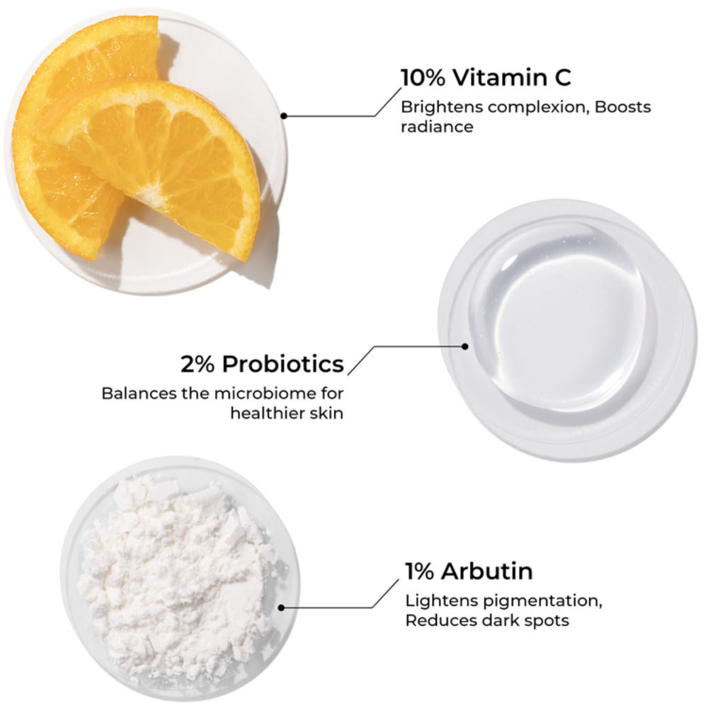 10% Vitamin C Face Serum for Glowing Skin with Probiotics Visible Glow in Just 7 Days