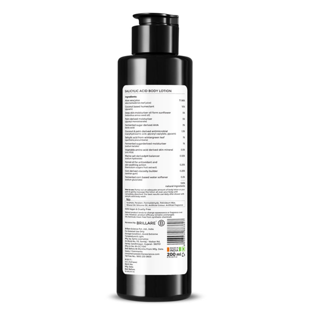 Salicylic Acid Body Lotion for Clear & Purified Skin AHA BHA Lotion for Acne Prone Skin