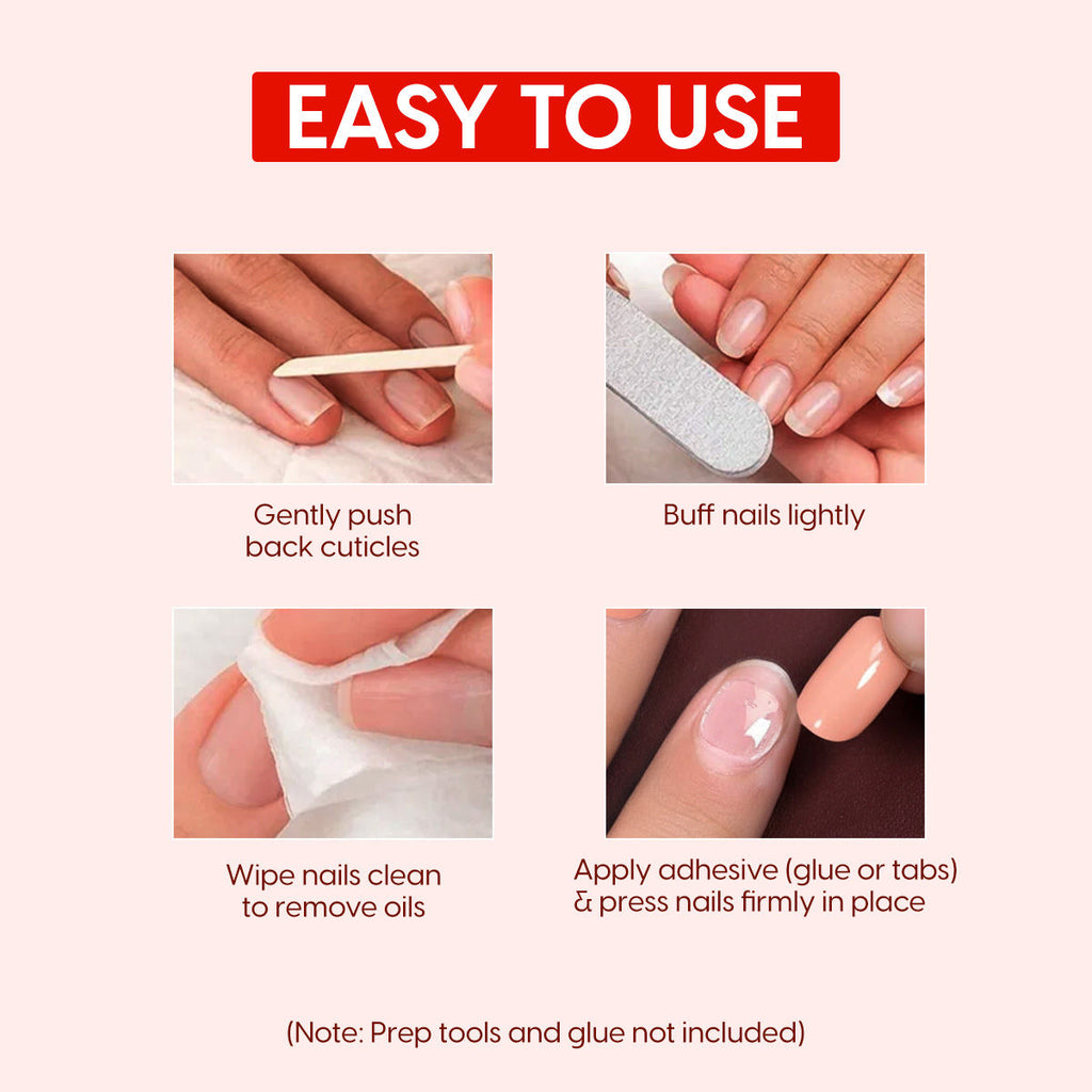 Press On Nails French Tip Reusable Artificial Stick On Fake Extensions & Glue Tabs Red Pink