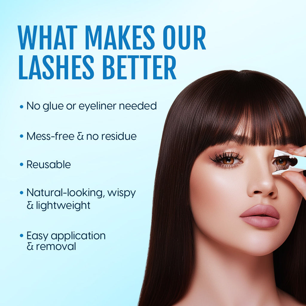 False Magnetic Eyelashes & Applicator - No Glue Needed, Natural-looking & Reusable Fake Lashes
