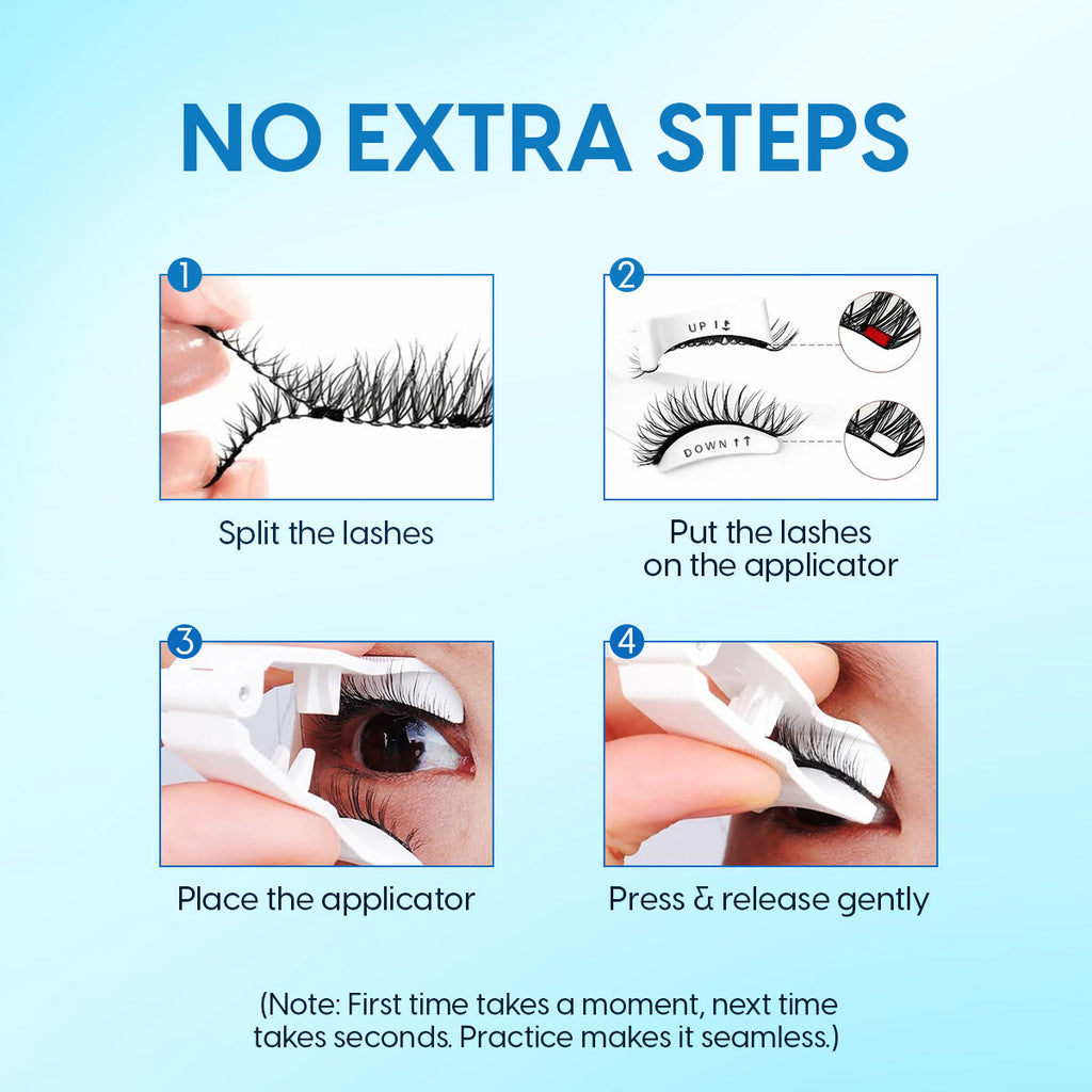 False Magnetic Eyelashes & Applicator - No Glue Needed, Natural-looking & Reusable Fake Lashes