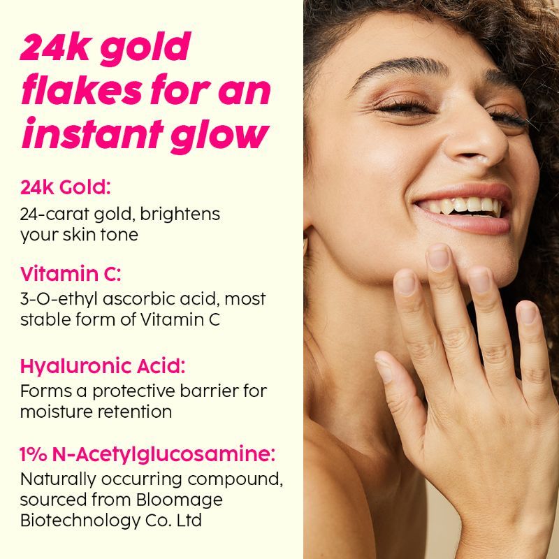 24k Guava Gold Lightweight Face Serum With Vitamin C & Hyaluronic Acid, Primer For Glowing Skin