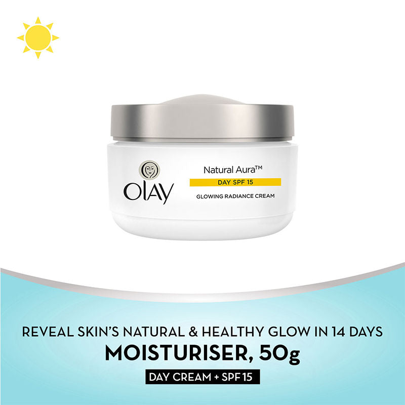 Natural Aura Day Cream With SPF 15, Glowing Radiance Cream With Niacinamide, Vitamin Pro B5, E