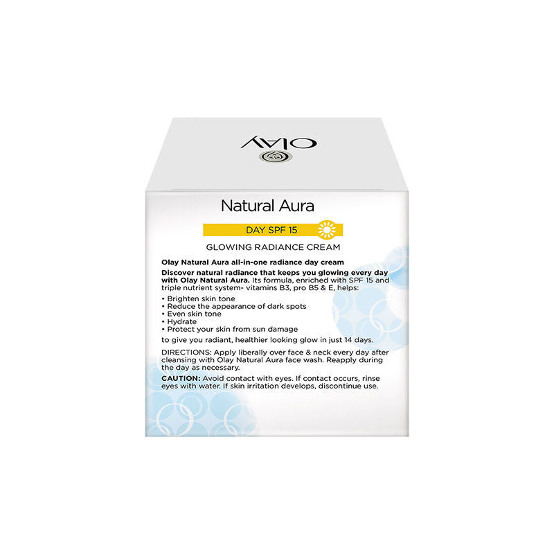 Natural Aura Day Cream With SPF 15, Glowing Radiance Cream With Niacinamide, Vitamin Pro B5, E