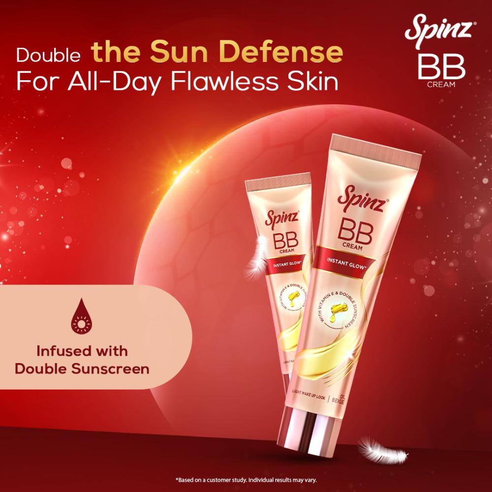 BB Cream 01 Beige, Instant Glow, Light Make Up Look, Vitamin E & Double Sunscreen