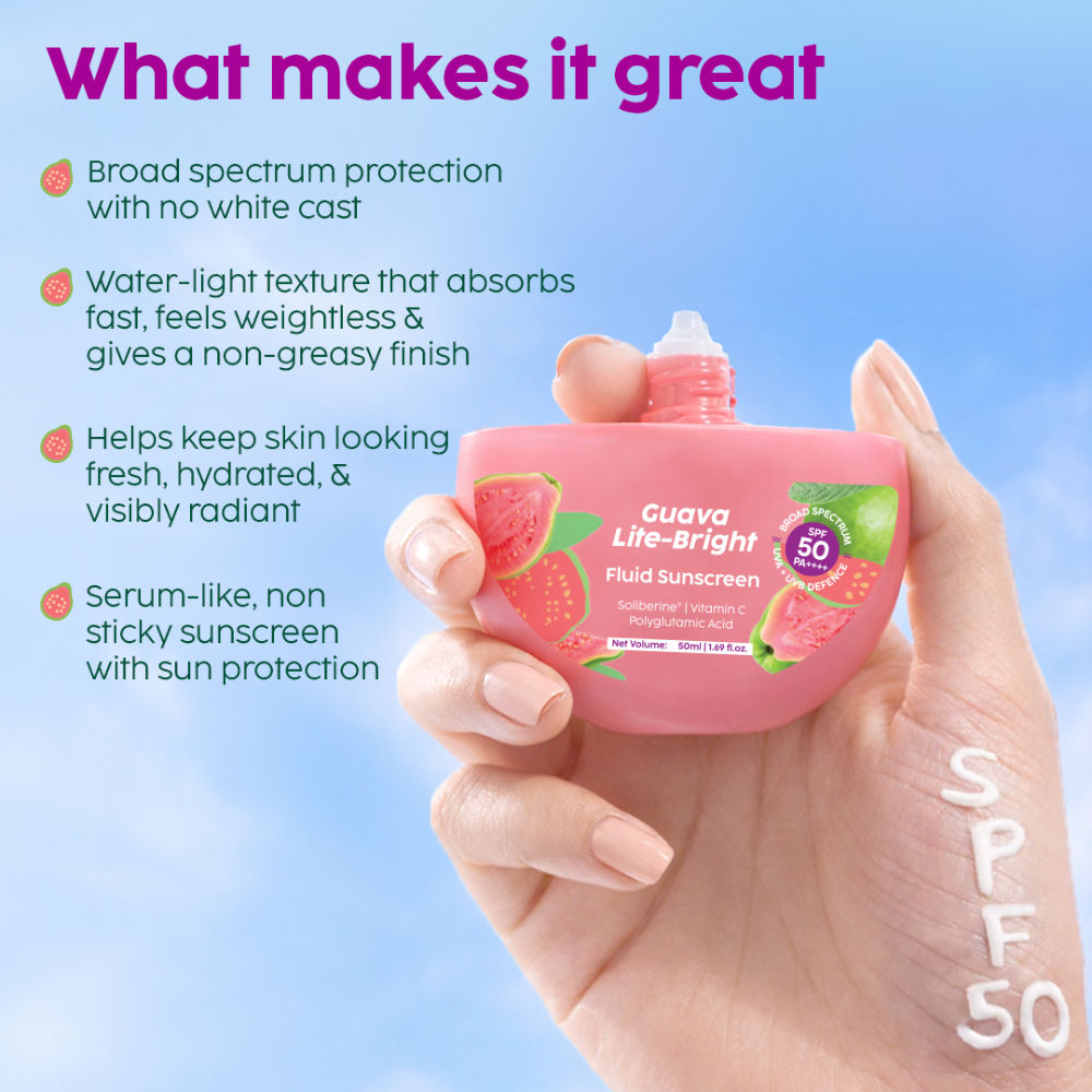 Guava Glow Fluid Hydrating, Lightweight & Non-Greasy SPF 50 PA++++ Sunscreen