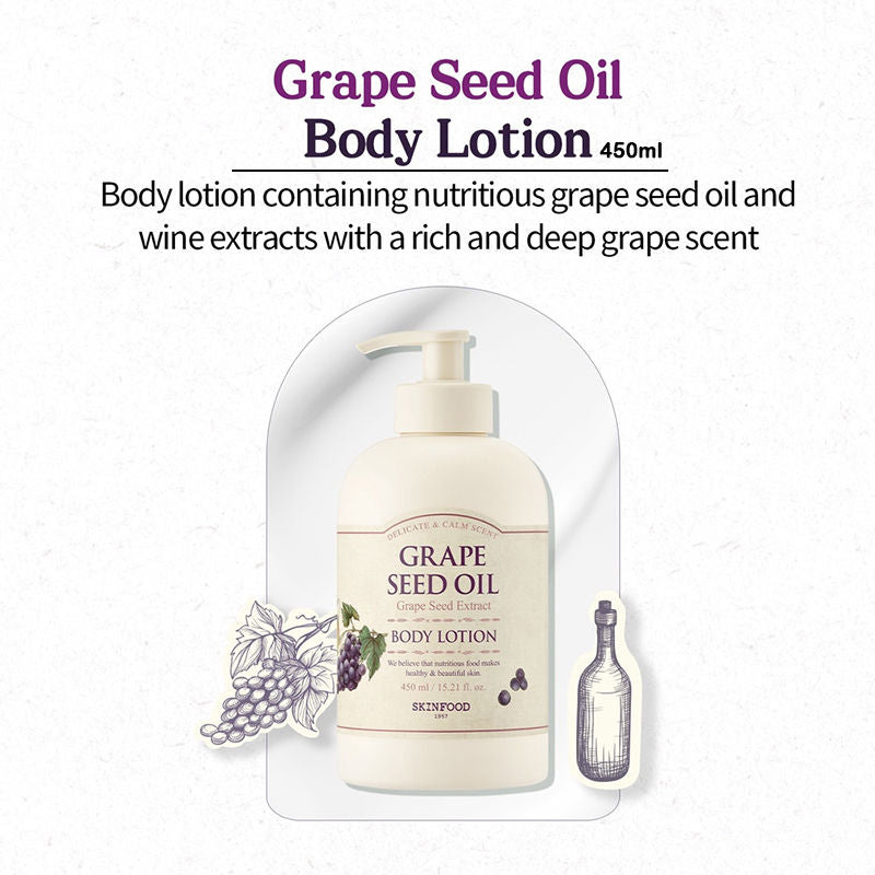 Grape Seed Oil Body Lotion - Anti-Aging, Soothing, Skin Repair