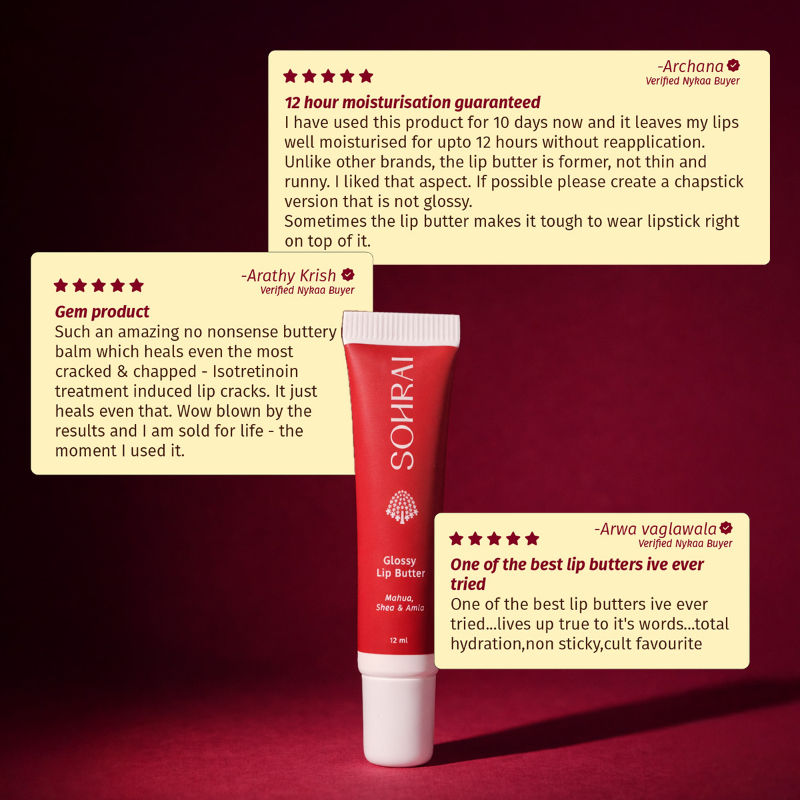 Glossy Lip Butter | Hydrating & Brightening with Mahua, Amla & Shea for Chapped Lips