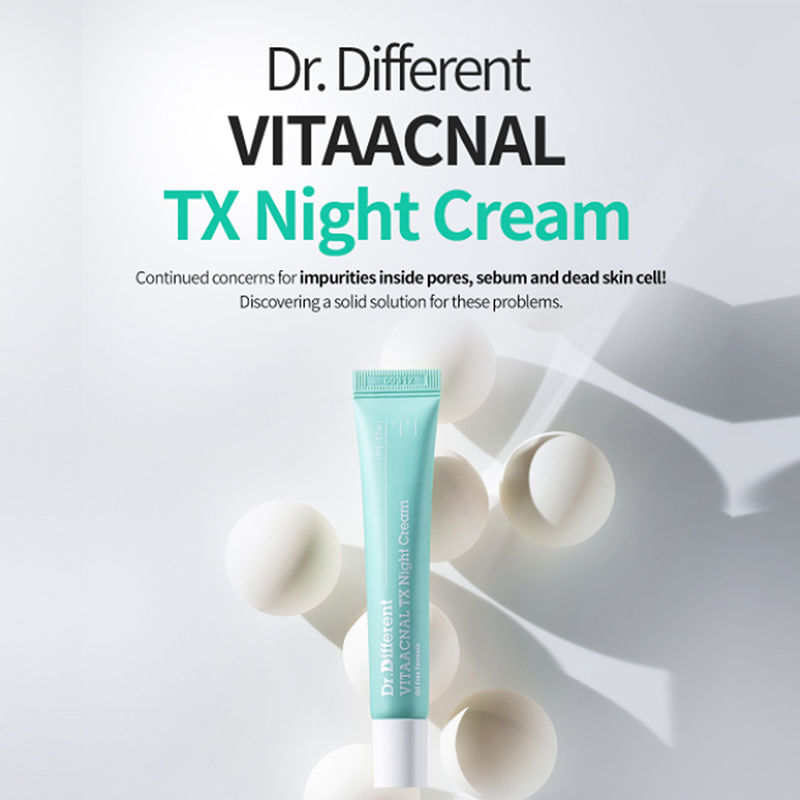 Dr.Different VITAACNAL TX Night Cream, 0.1% Retinal for Acne, Texture & Clearer Skin