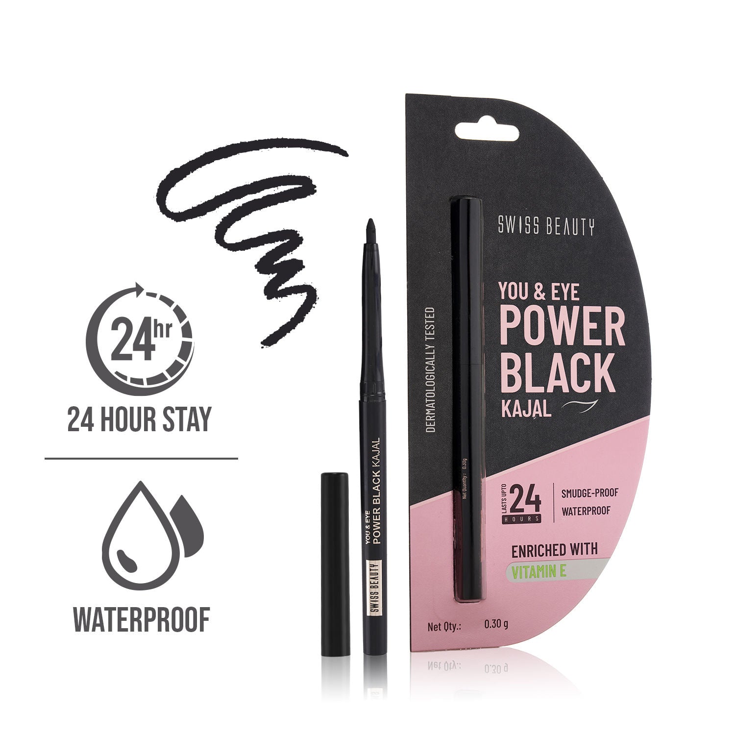 You & Eye Power ,24 Hours Stay ,Waterproof & Smudge-Proof Kajal With Vitamin E -Black