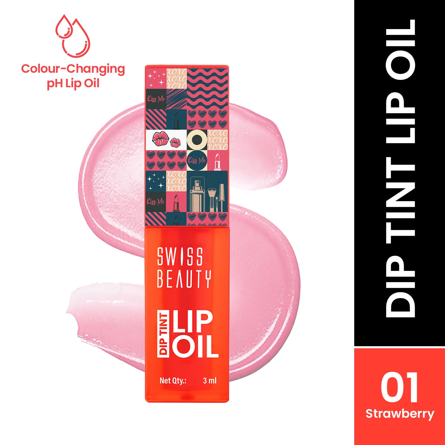 Dip Tint Color Changing Long Lasting With Vitamin-E PH Lip Oil - 1 Strawberry