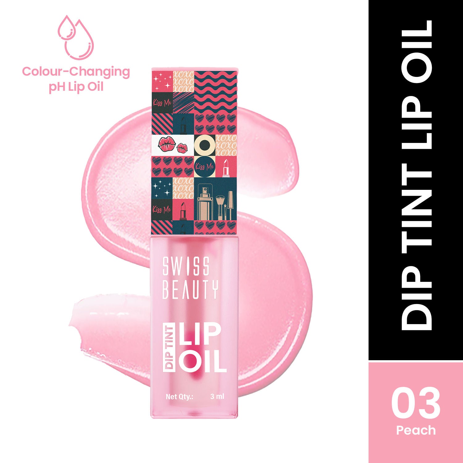Dip Tint Color Changing Long Lasting With Vitamin-E PH Lip Oil - 3 Peach
