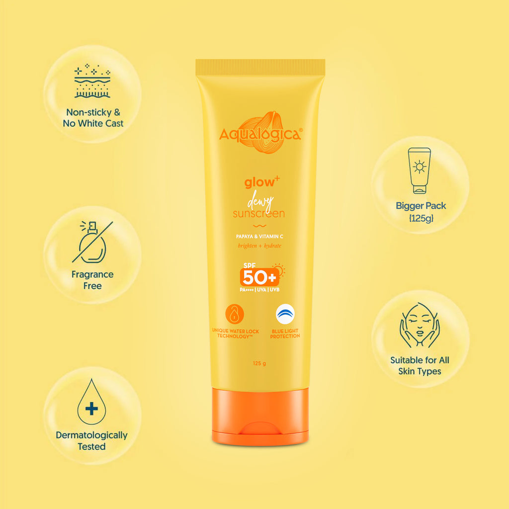 Glow+ Dewy Lightweigh Sunscreen Gel SPF 50+ PA++++ with Papaya & Vitamin C