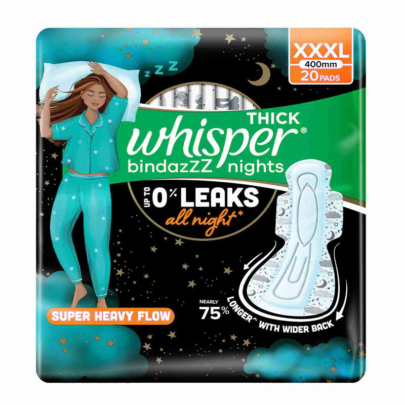 Bindazzz Nights 20 XXXL Sanitary Pads, Upto 0% Leaks All Night Long