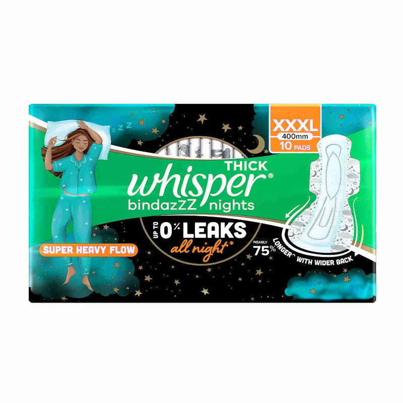 Bindazzz Nights 10 XXXL Sanitary Pads, Upto 0% Leaks All Night Long
