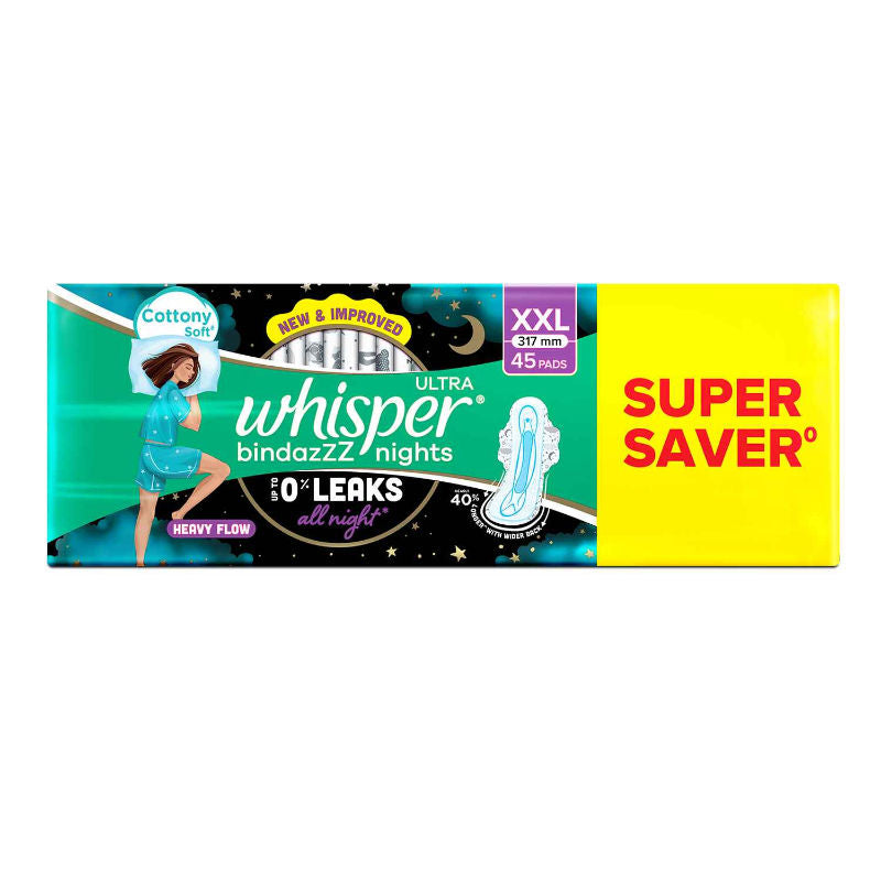 Bindazzz Nights 45 XXL Sanitary Pads, Upto 0% Leaks All Night Long