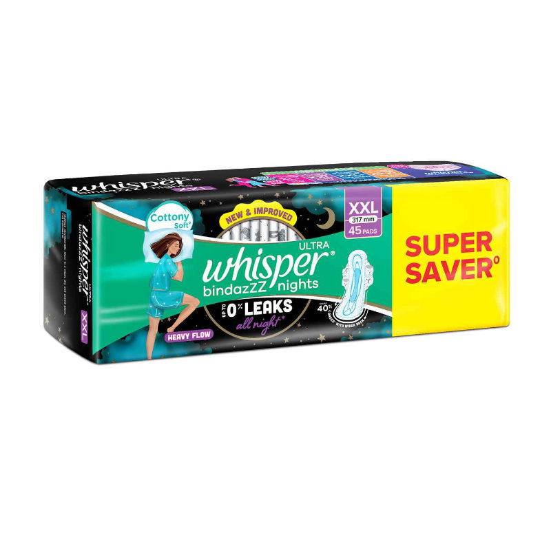 Bindazzz Nights 45 XXL Sanitary Pads, Upto 0% Leaks All Night Long