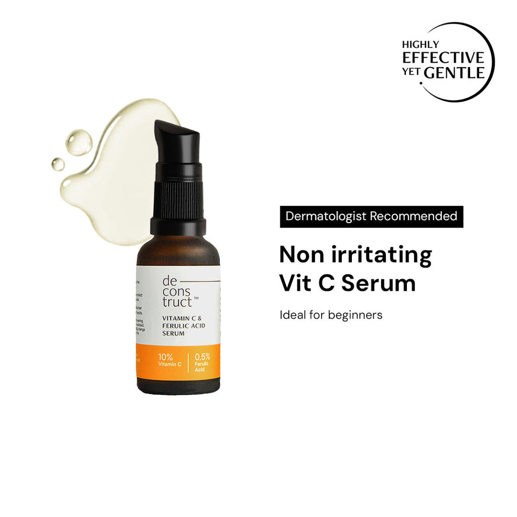 10% Vitamin C Face Serum with 0.5% Ferulic Acid, for Glowing Skin, Beginner-friendly - 20ml