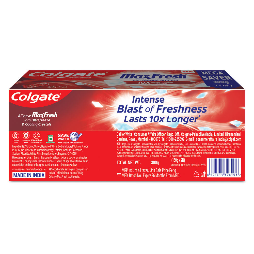 Maxfresh Toothpaste, Red Gel Paste With Menthol For Super Fresh Breath (Spicy Fresh)