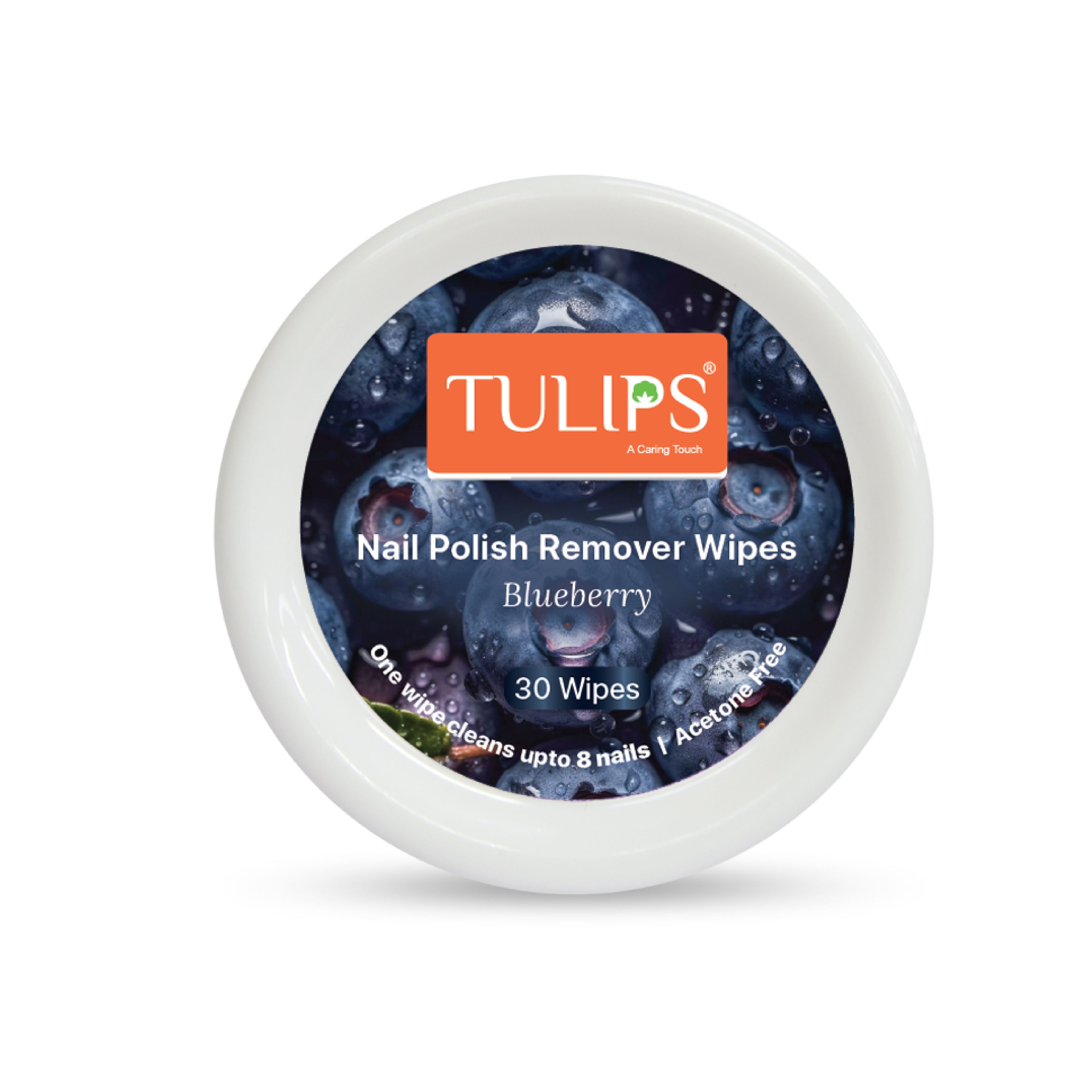 Nail Polish Remover Wipes With Blueberry Fruit Extracts & Tea Tree oil
