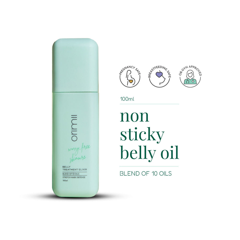 Belly Treatment Elixir - Body Oil For Stretch Marks; Fragrance Free, Pregnancy Safe