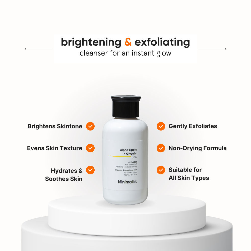 7% ALA & AHA Brightening Face Wash With Vitamin B5 & Glycolic acid For Glowing Skin