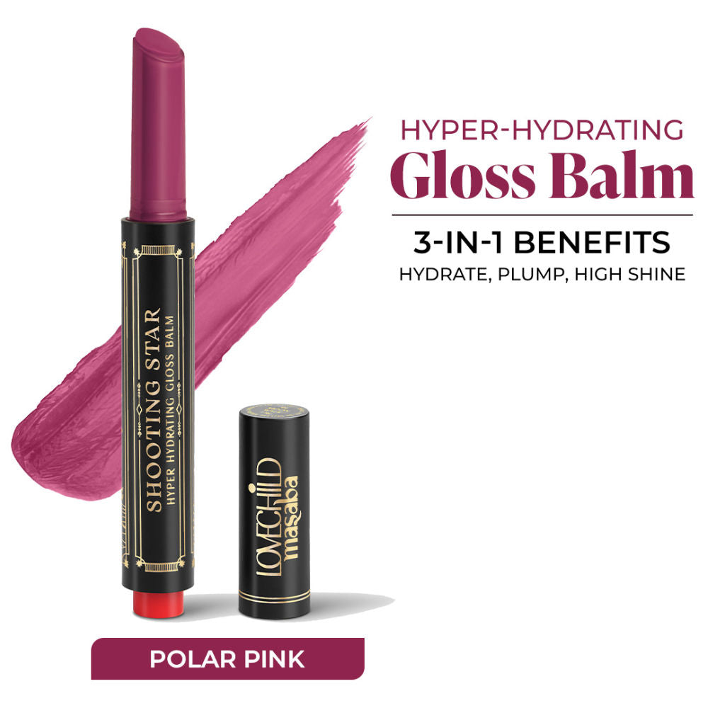 Shooting Star Hyper Hydrating Gloss Balm, Enriched with Peptides, Shea Butter & Jojoba Oil - Polar Pink