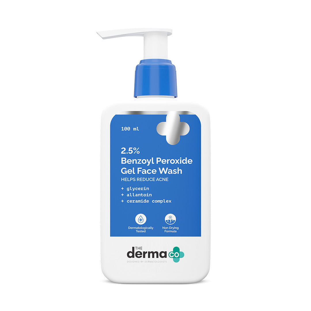 2.5% Benzoyl Peroxide Gel Face Wash with Ceramides For Acne,Inflammation & Oily Skin