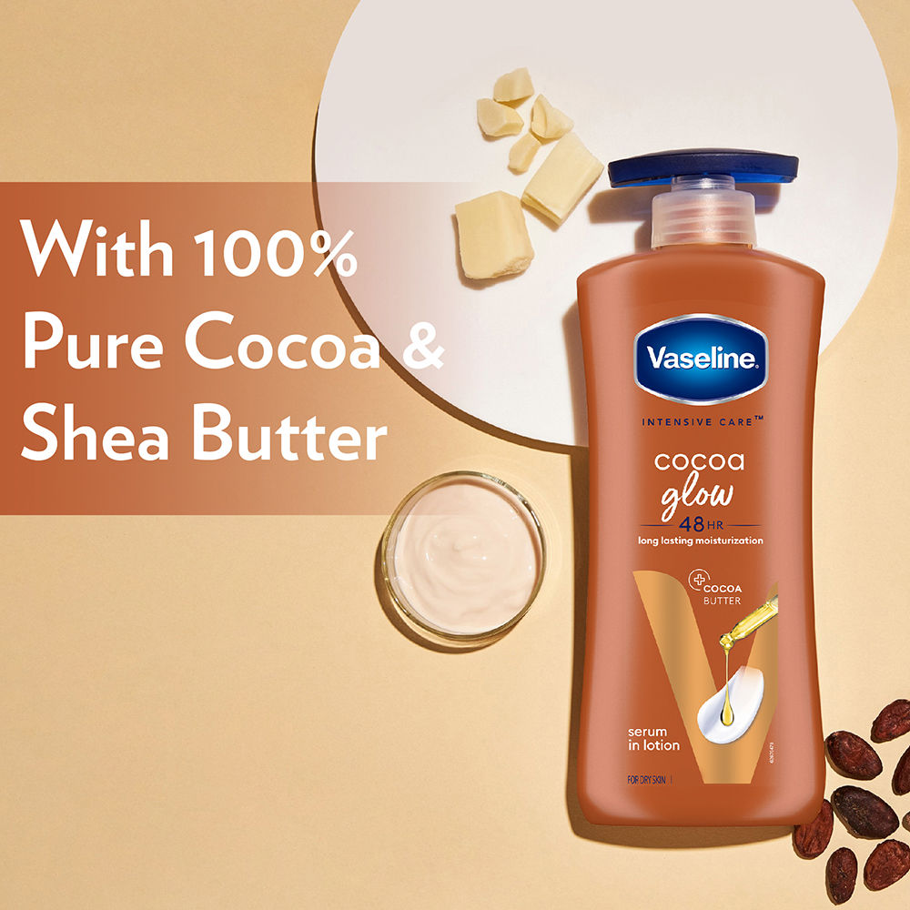 Cocoa Glow Serum In Lotion, 600 ml , 100% Pure Cocoa & Shea Butter for Glowing & Soft Skin
