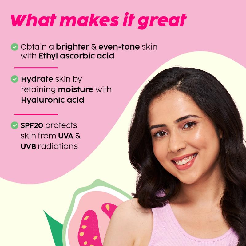 3% Vitamin C Guava Glow Smoothie Moisturizer For Brighter Skin With SPF 20, For Even-toned Skin