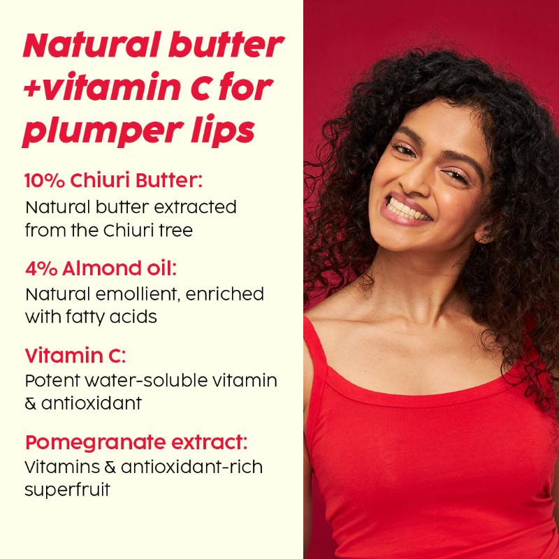 Pomegranate Plump Lips Puddin’ Mask for Dry Lips With Chiuri Butter + Vit C, Lightens Dark Lips