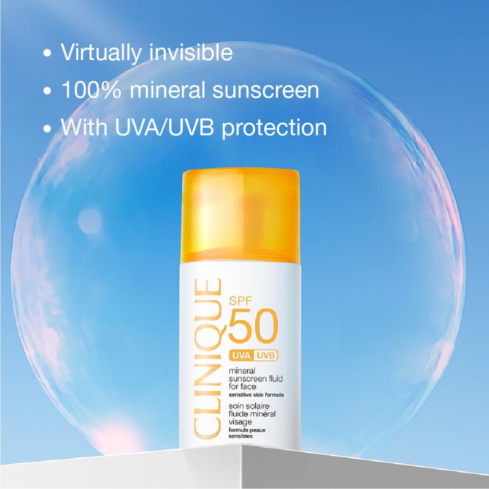 SPF 50 UVA/UVB Mineral Sunscreen Fluid For Face