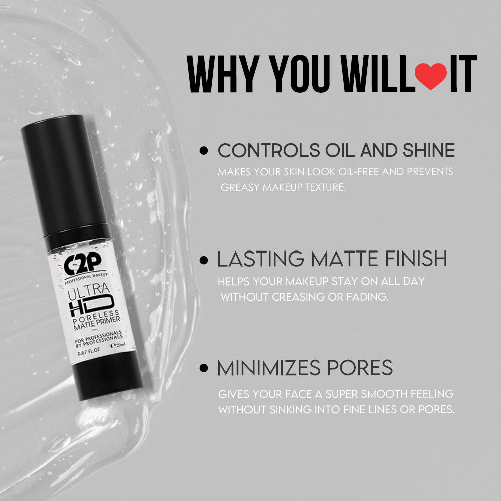 Ultra HD Poreless Peach Matte Highlighting Pre Base Primer Absorbs Oil and Hydrates Skin
