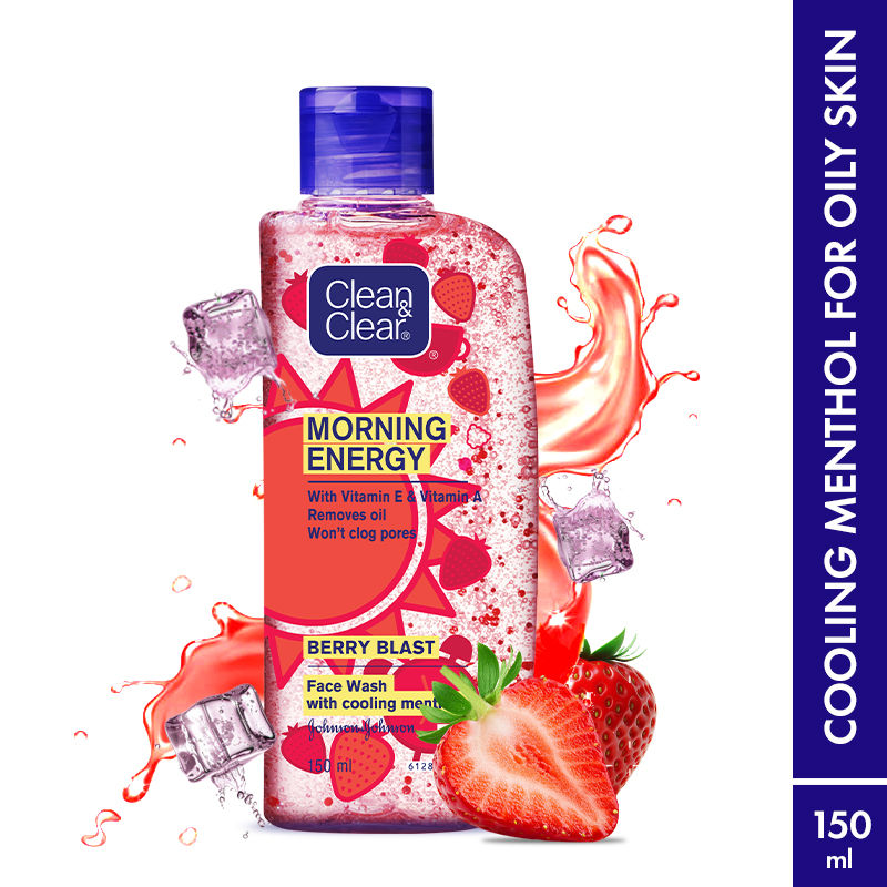Morning Energy Berry Blast Face Wash - Gentle Cleanser with Menthol for Oily Skin