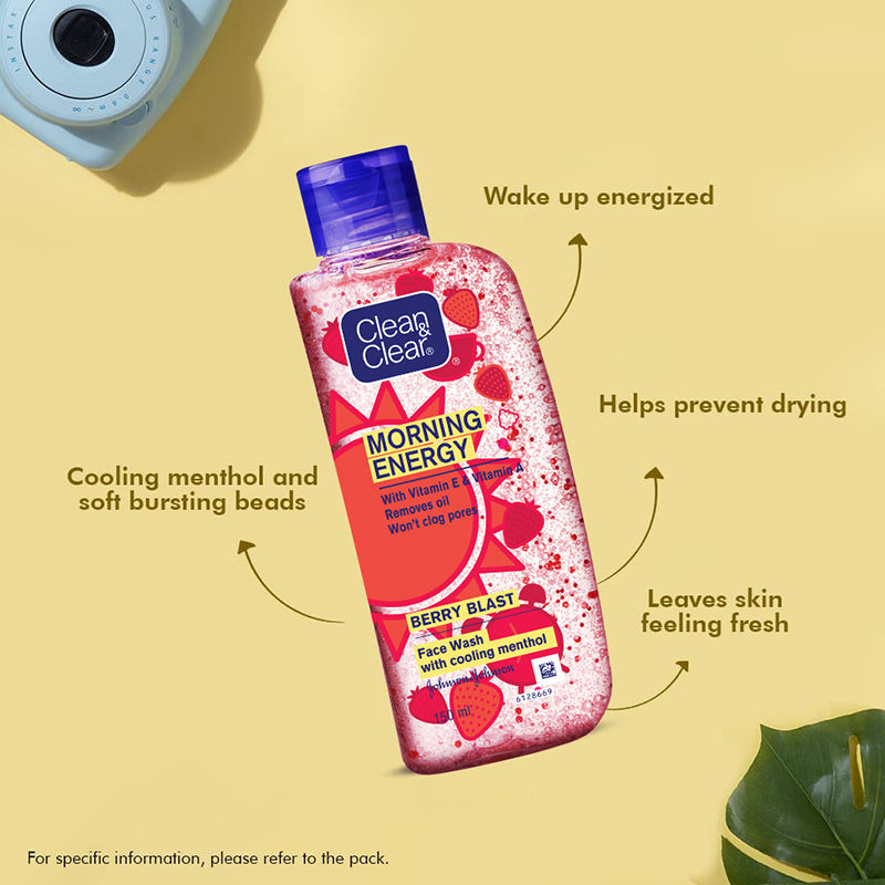 Morning Energy Berry Blast Face Wash - Gentle Cleanser with Menthol for Oily Skin