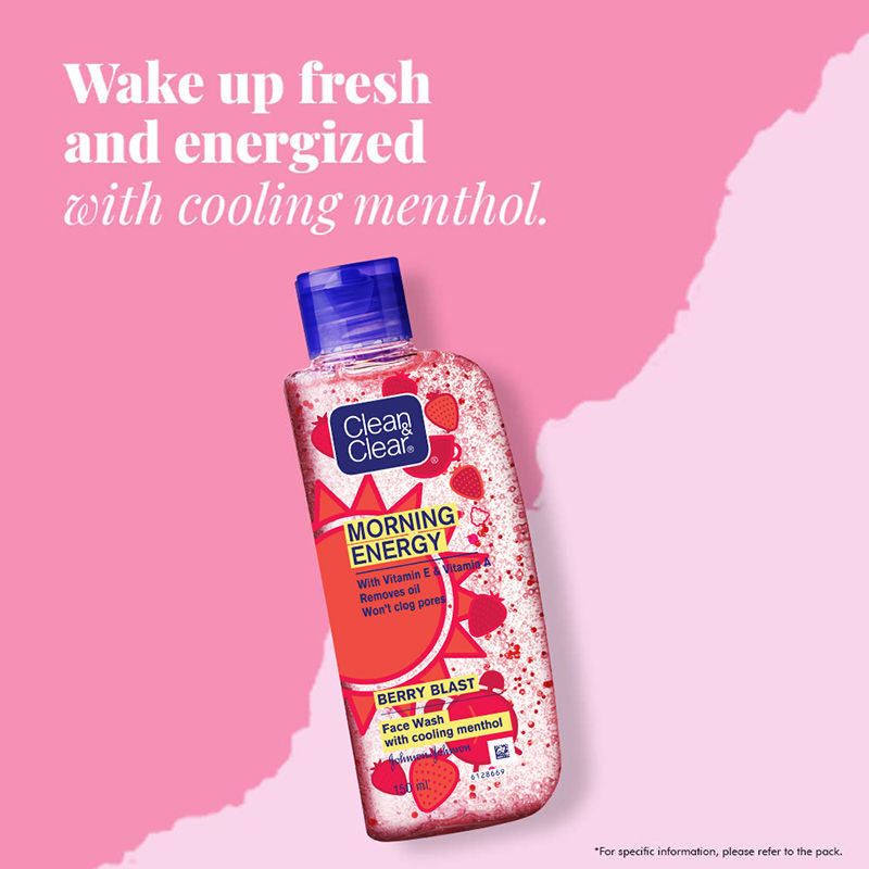 Morning Energy Berry Blast Face Wash - Gentle Cleanser with Menthol for Oily Skin